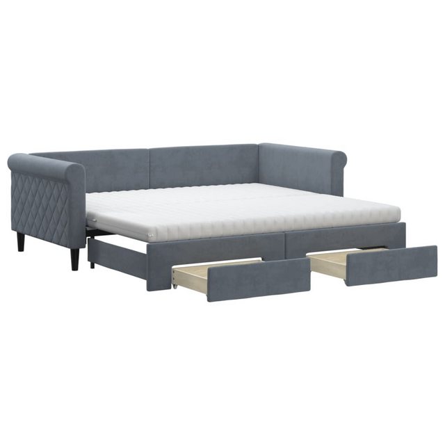 vidaXL Bett Tagesbett Ausziehbar mit Schubladen Dunkelgrau 90x190 cm Samt günstig online kaufen