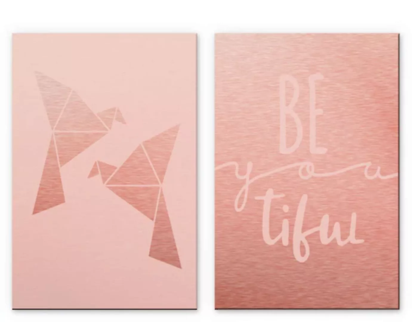 Wall-Art Mehrteilige Bilder "Origami Vogel Be you tiful", (Set, 2 St.), Met günstig online kaufen