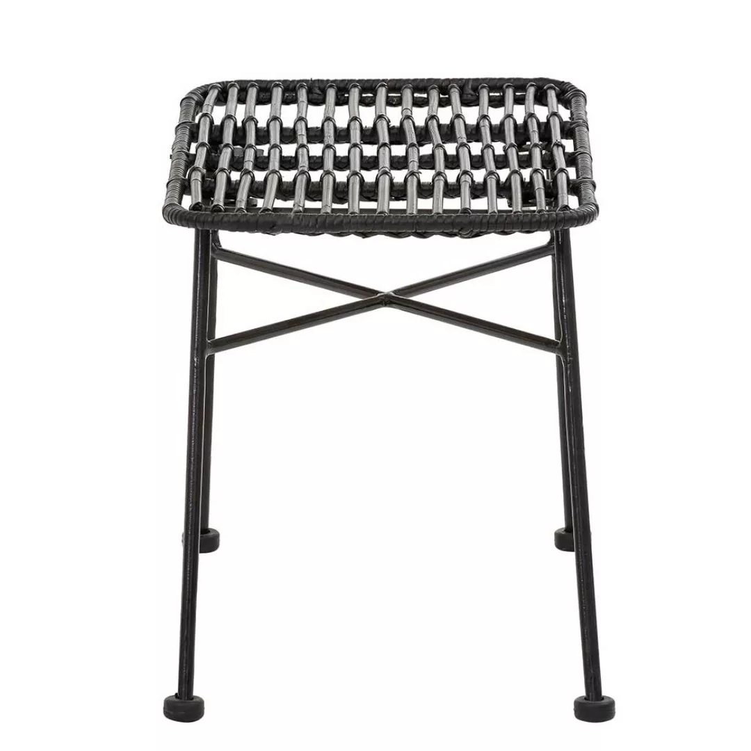 Hocker in Schwarz Rattan und Metall günstig online kaufen