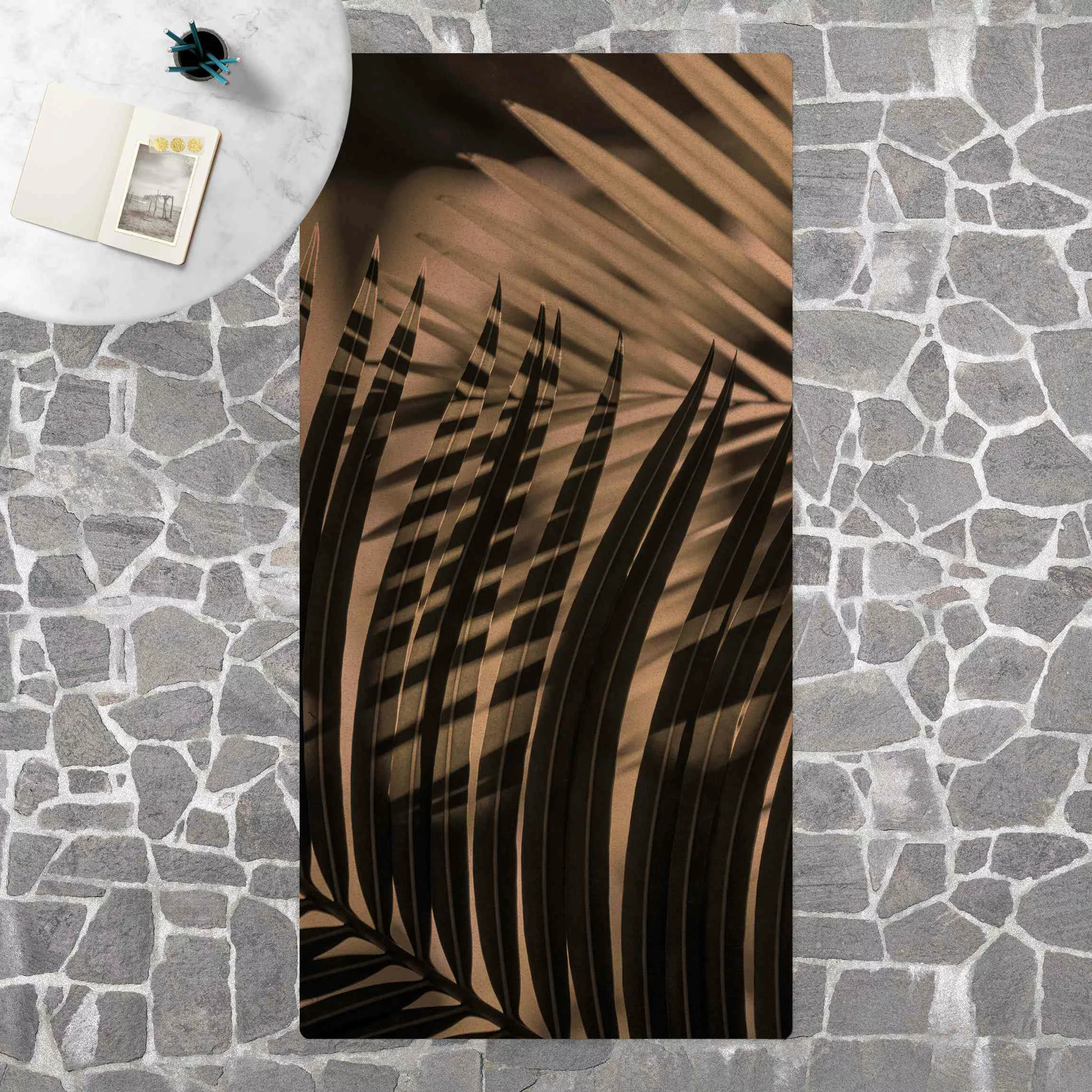 Kork-Teppich Schattenspiel auf Palmenwedel günstig online kaufen