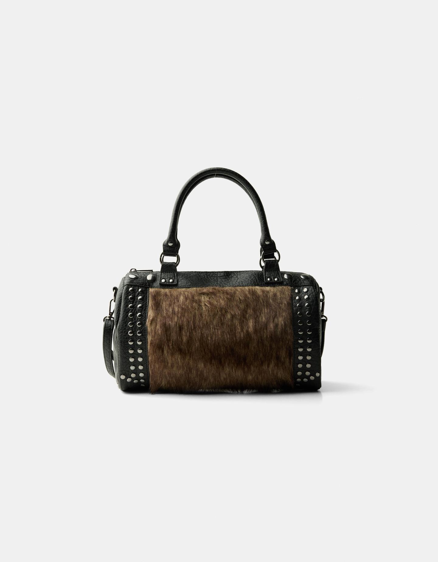 Bershka Bowling-Tasche Mit Kunstfelldeko Damen Schwarz günstig online kaufen