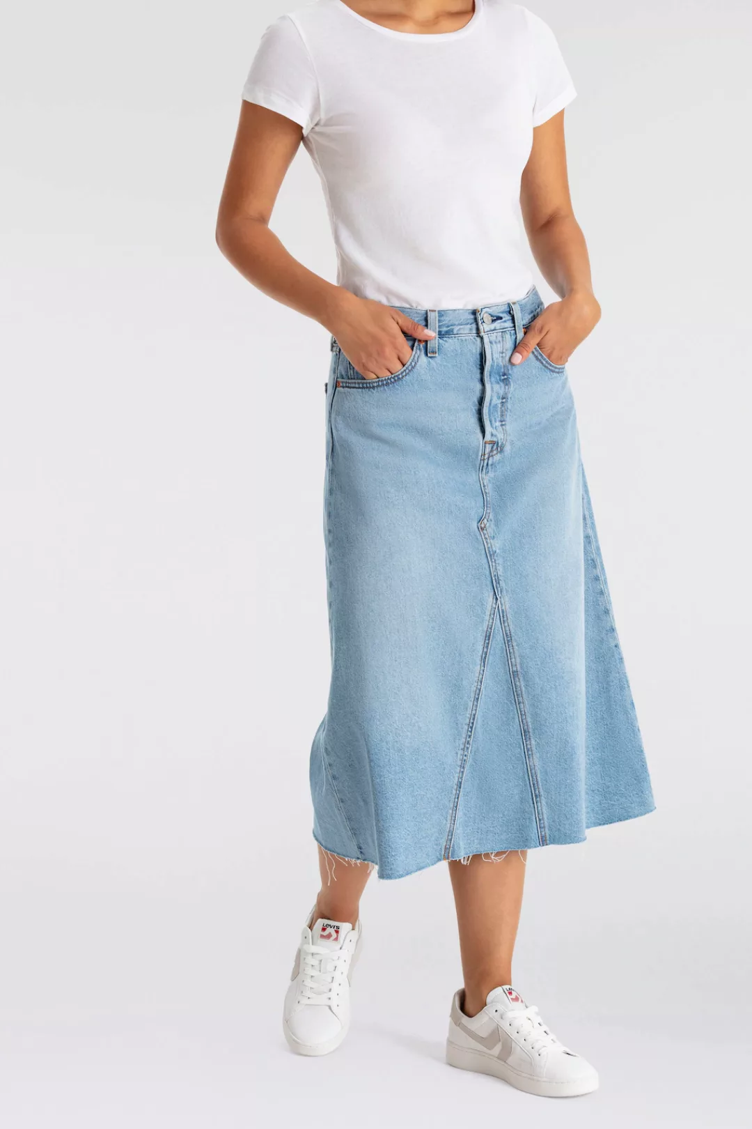 Levi's® Jeansrock HR A LINE DECON SKIRT in trendy Midi-Länge mit ausgefrans günstig online kaufen