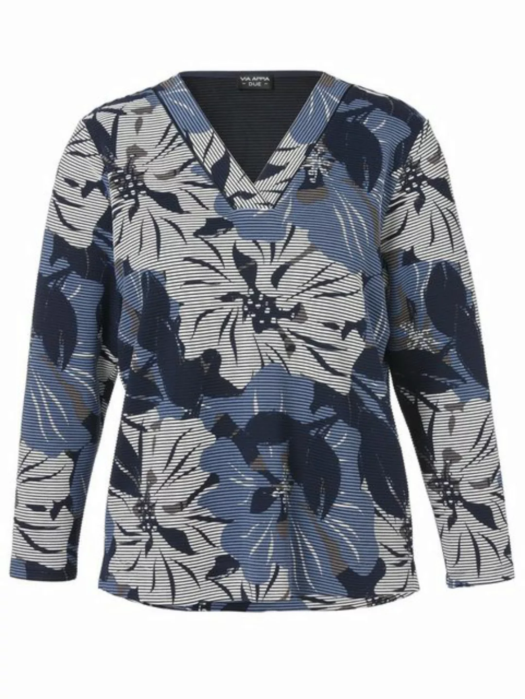 VIA APPIA DUE Sweatshirt mit Blumen-Streifen-Mix günstig online kaufen