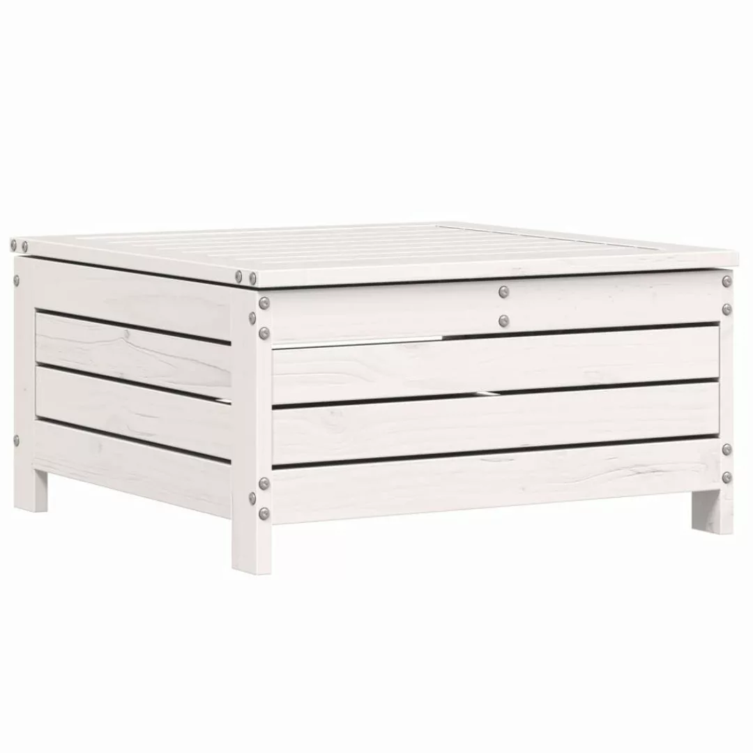 vidaXL Sofaelement Gartenhocker mit Kissen Weiß günstig online kaufen