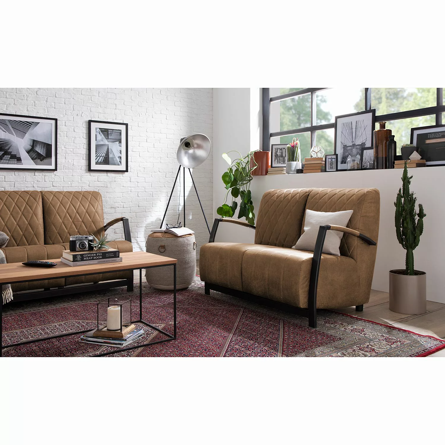 home24 ars manufacti Sofa Straid 2-Sitzer Mittelbraun Mischgewebe 114x83x83 günstig online kaufen