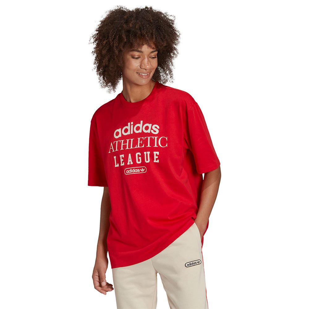 adidas Originals – Retro Luxury – T-Shirt in Rot mit Schriftzug günstig online kaufen