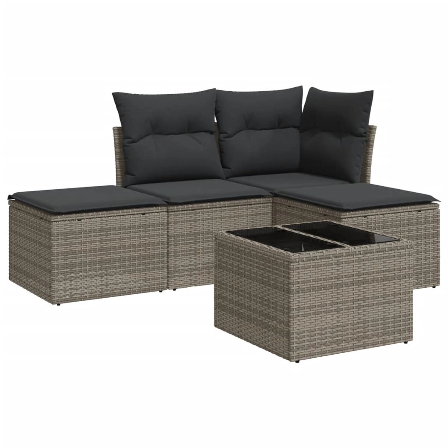 vidaXL 5-tlg Garten-Sofagarnitur mit Kissen Grau Poly Rattan Modell 25 günstig online kaufen