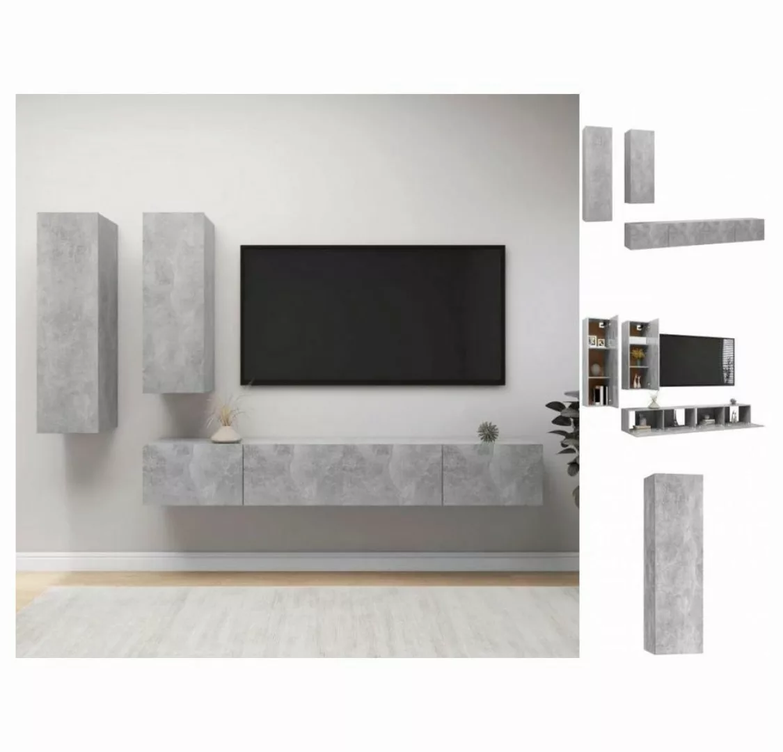 vidaXL Kleiderschrank 4-tlg TV-Schrank-Set Betongrau Spanplatte günstig online kaufen