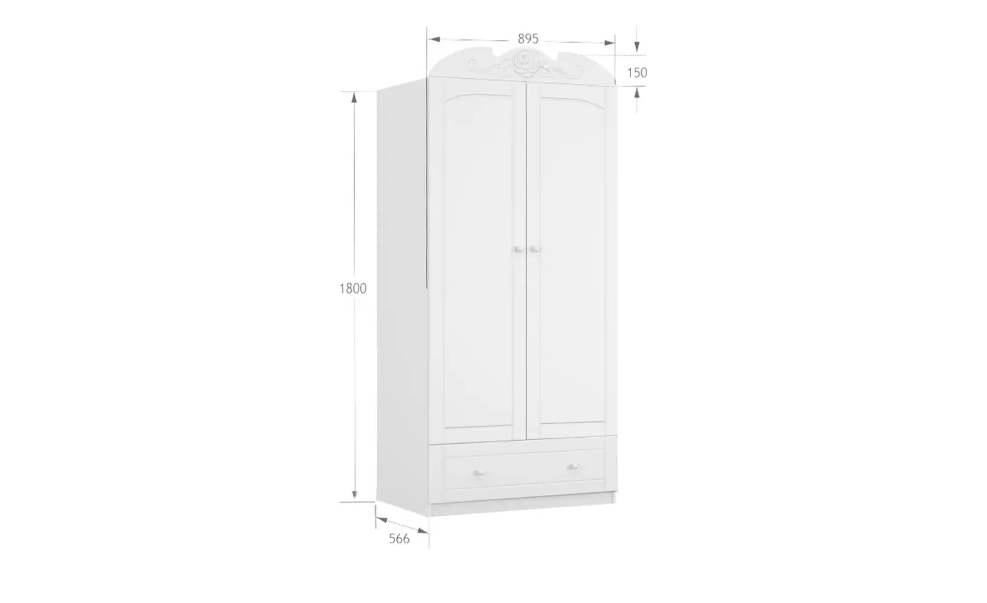 Kleiderschrank  Bianco Fiori ¦ weiß ¦ Maße (cm): B: 89,5 H: 180 Baby > Baby günstig online kaufen