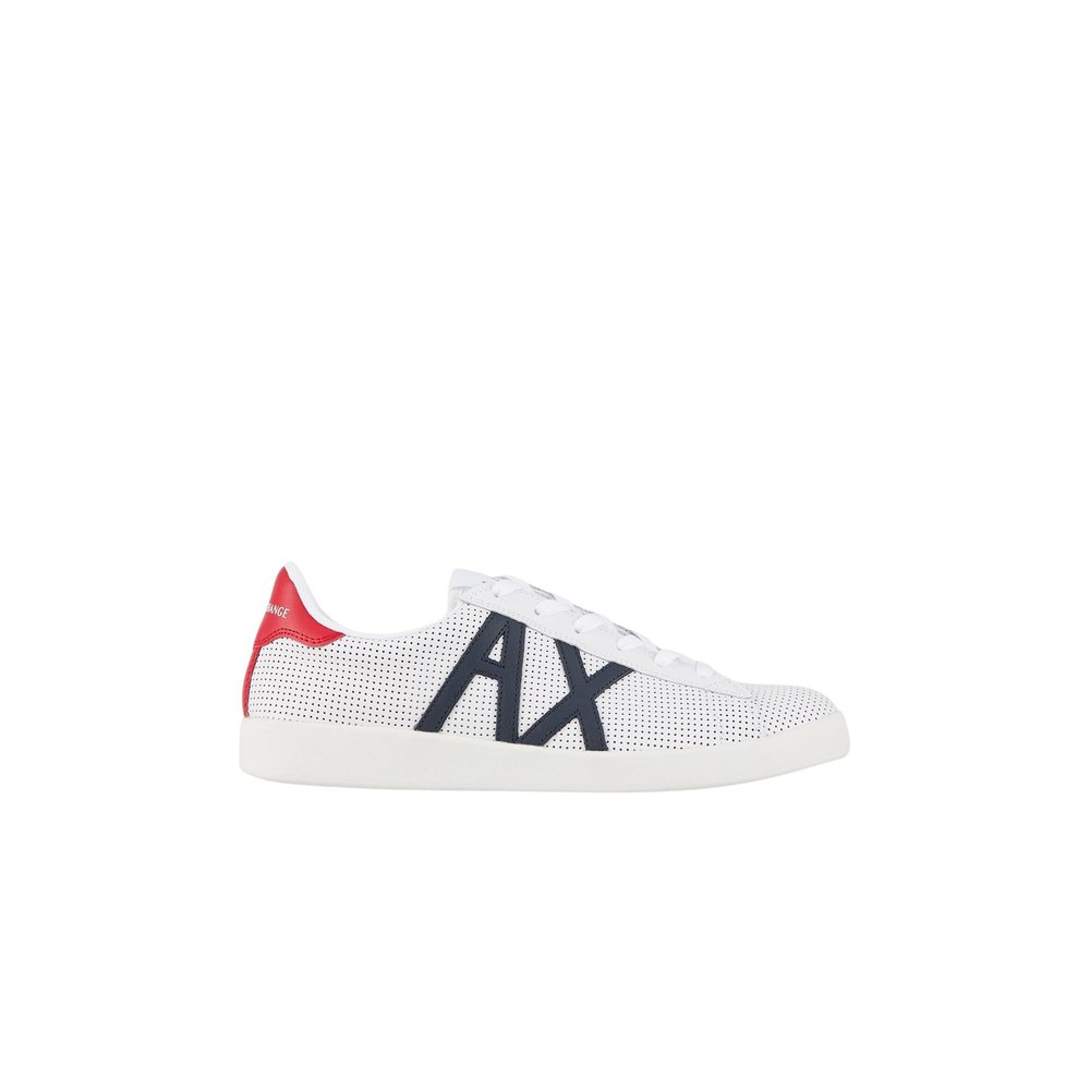 Armani Exchange Leder Turnschuhe EU 43 White / Blue / Red günstig online kaufen