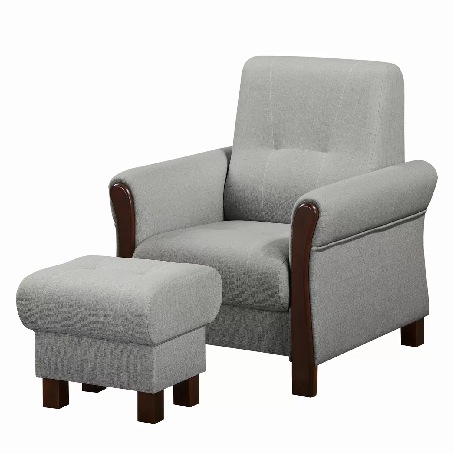 home24 Modoform Sessel Outwell Platin Strukturstoff mit Hocker 80x100x85 cm günstig online kaufen