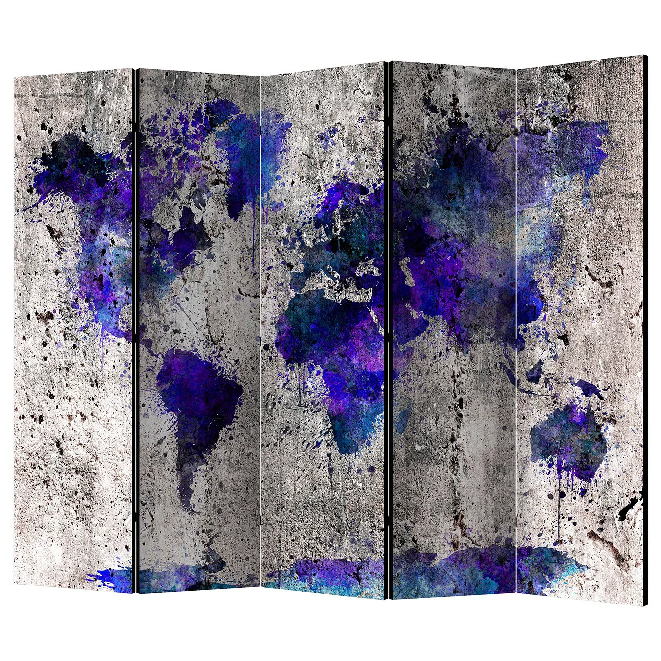 home24 Paravent World Map Ink Blots II (5-tlg.) günstig online kaufen