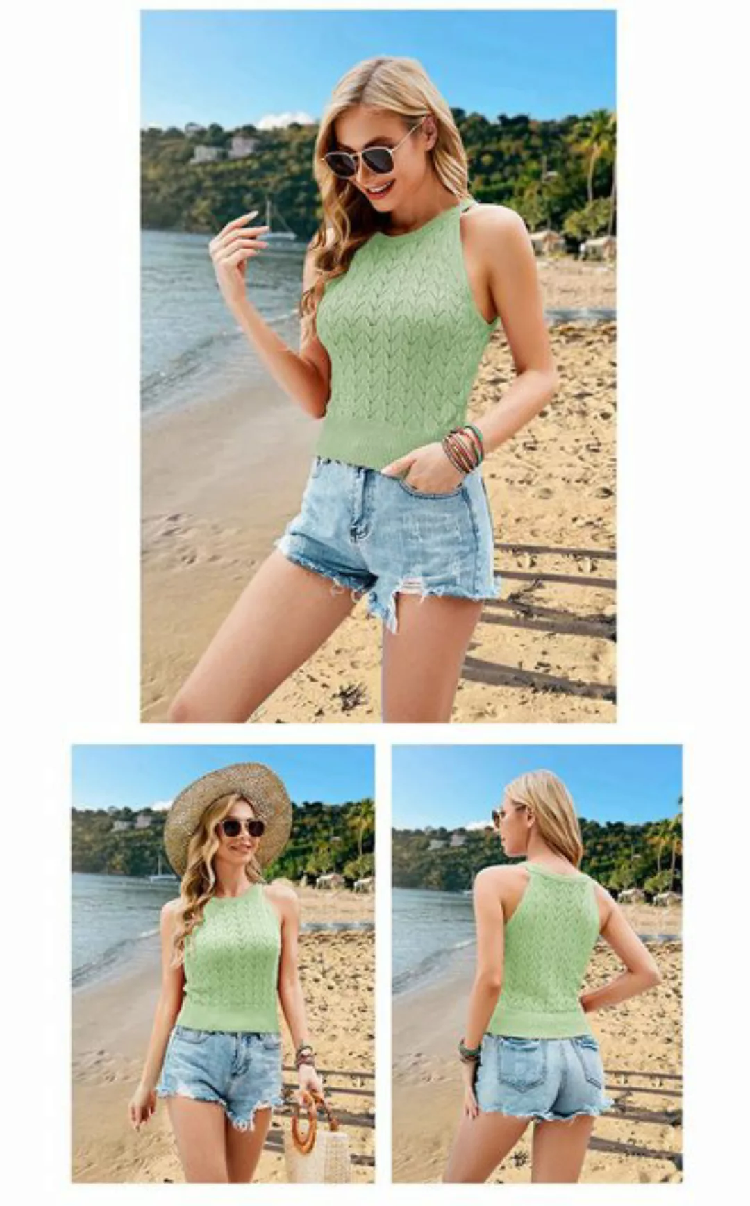RUZU UG Blusentop Shirtbluse Sommer-Strickoberteil Damen Schmaler Passform günstig online kaufen