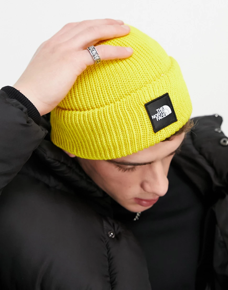 The North Face – Black Box – Strickmütze in Gelb günstig online kaufen