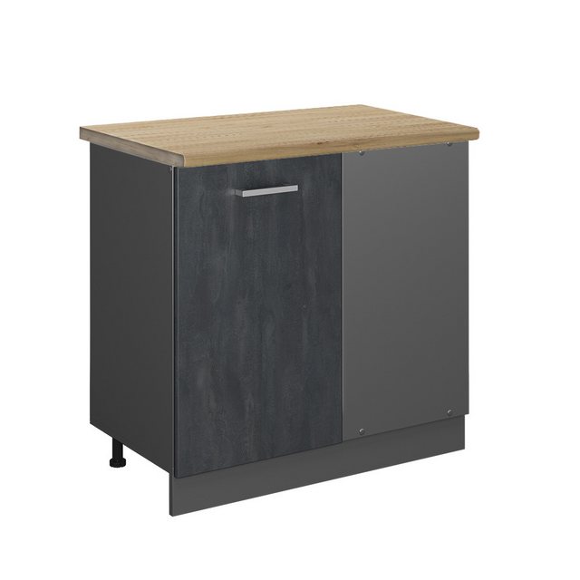 Vicco Eckunterschrank R-Line, Schwarz Beton/Anthrazit, 86 cm AP Eiche günstig online kaufen