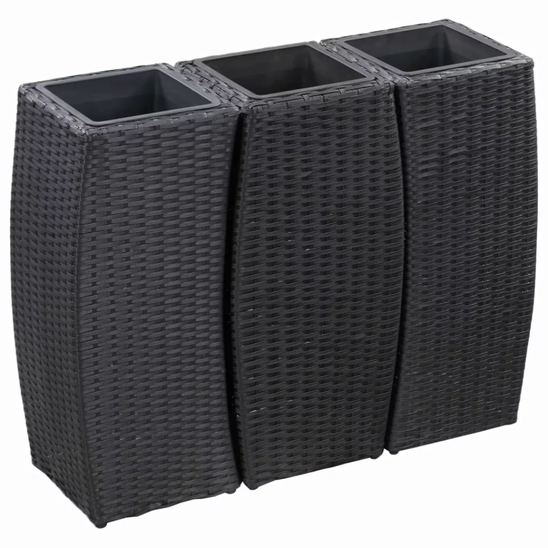 Garten-hochbeete 3-tlg. Poly Rattan Schwarz günstig online kaufen