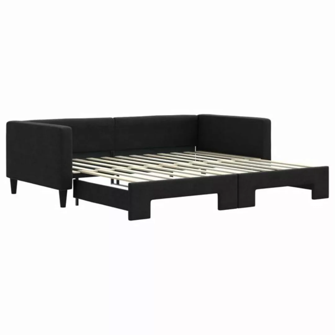 furnicato Bett Tagesbett Ausziehbar Schwarz 100x200 cm Stoff (1-tlg) günstig online kaufen