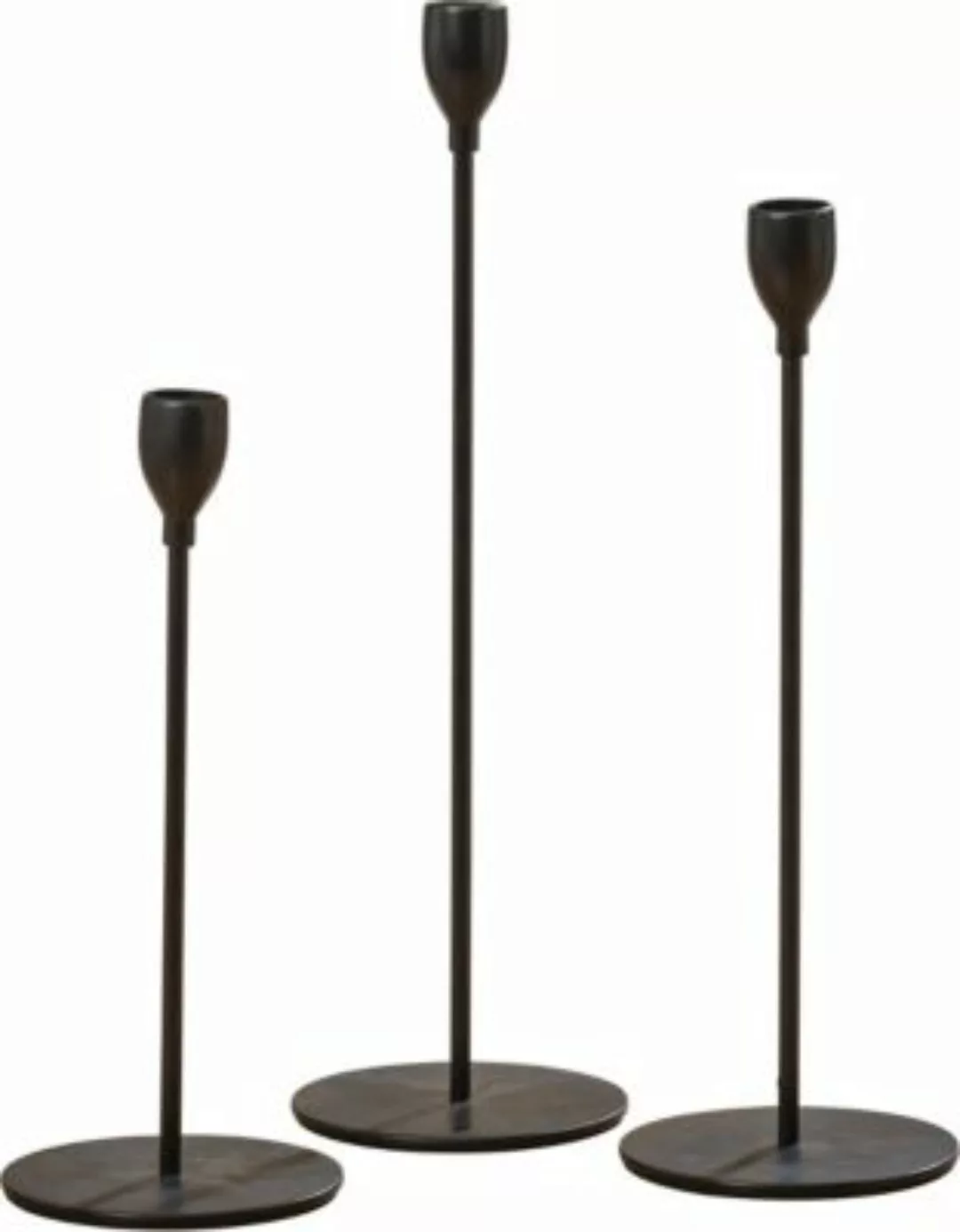 BOLTZE "3-tlg. Set Kerzenhalter ""Malte"", H23/28/33 cm" schwarz günstig online kaufen