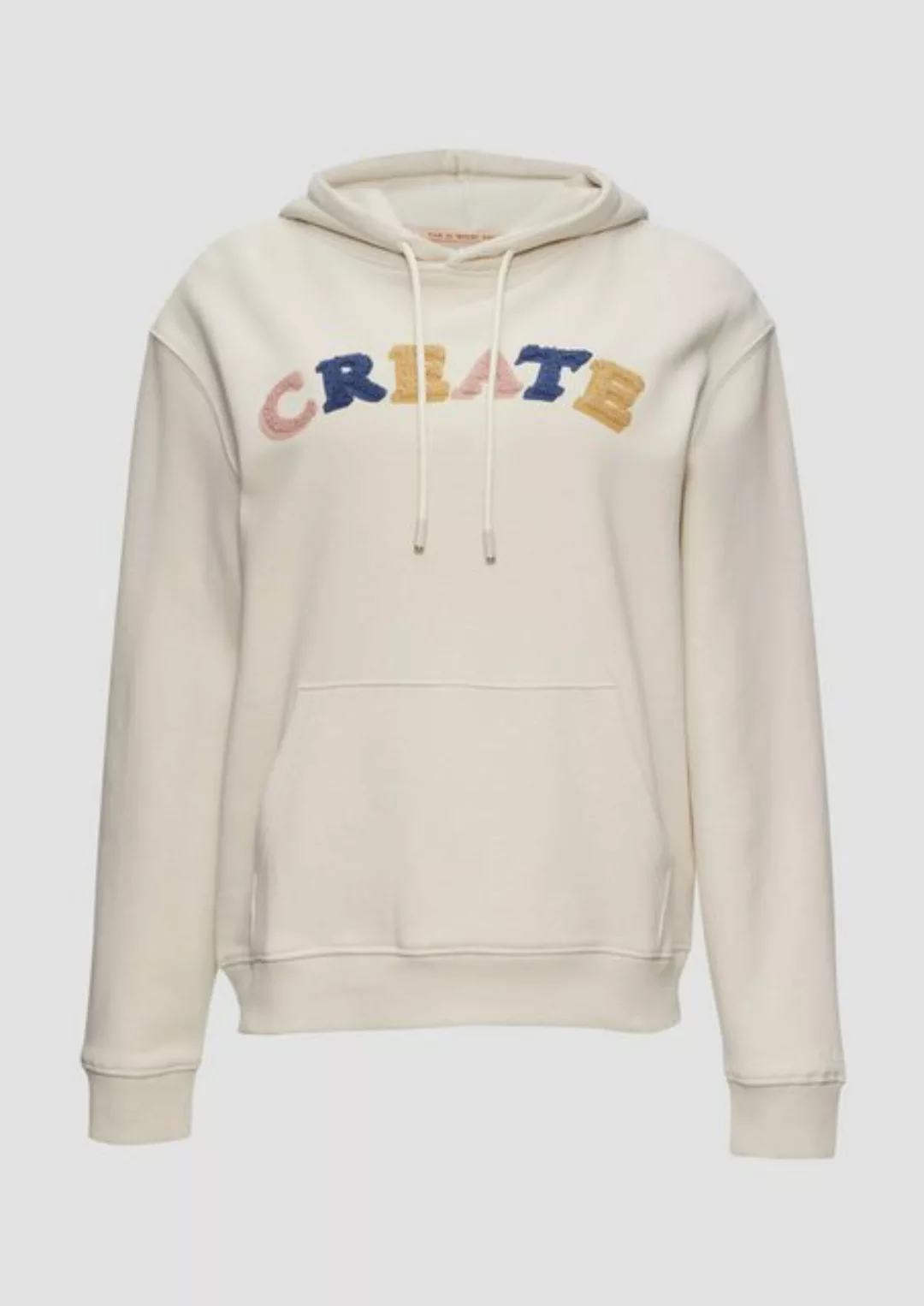 QS Sweatshirt Hoodie mit Frottee-Applikation Applikation günstig online kaufen