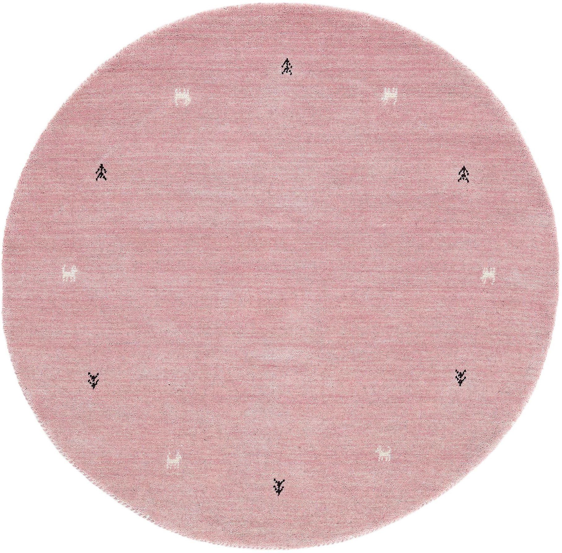 carpetfine Wollteppich »Gabbeh Uni«, rund, 15 mm Höhe, reine Wolle handgewe günstig online kaufen