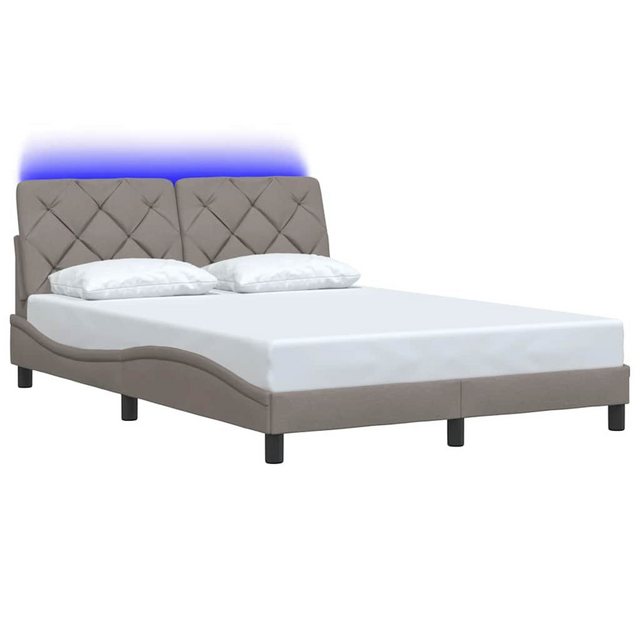 vidaXL Bett Bettgestell mit LED ohne Matratze Taupe 140x190 cm Stoff günstig online kaufen