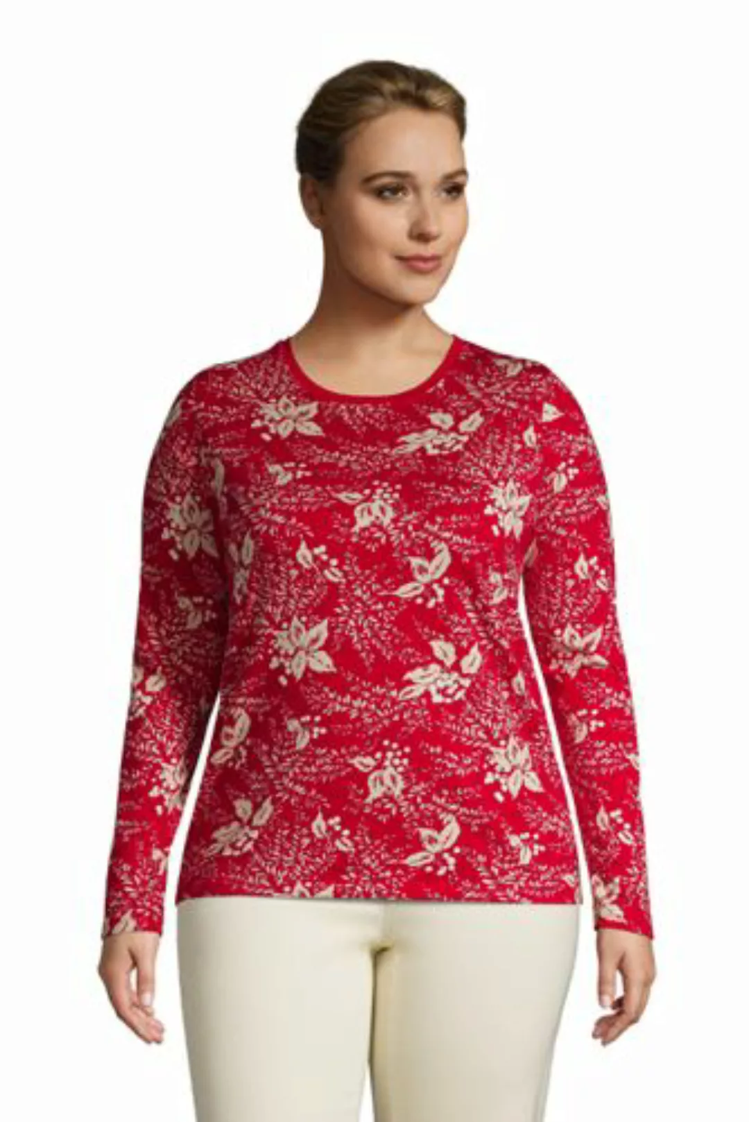 Supima-Shirt, Langarm in großen Größen, Damen, Größe: 52-54 Plusgrößen, Rot günstig online kaufen