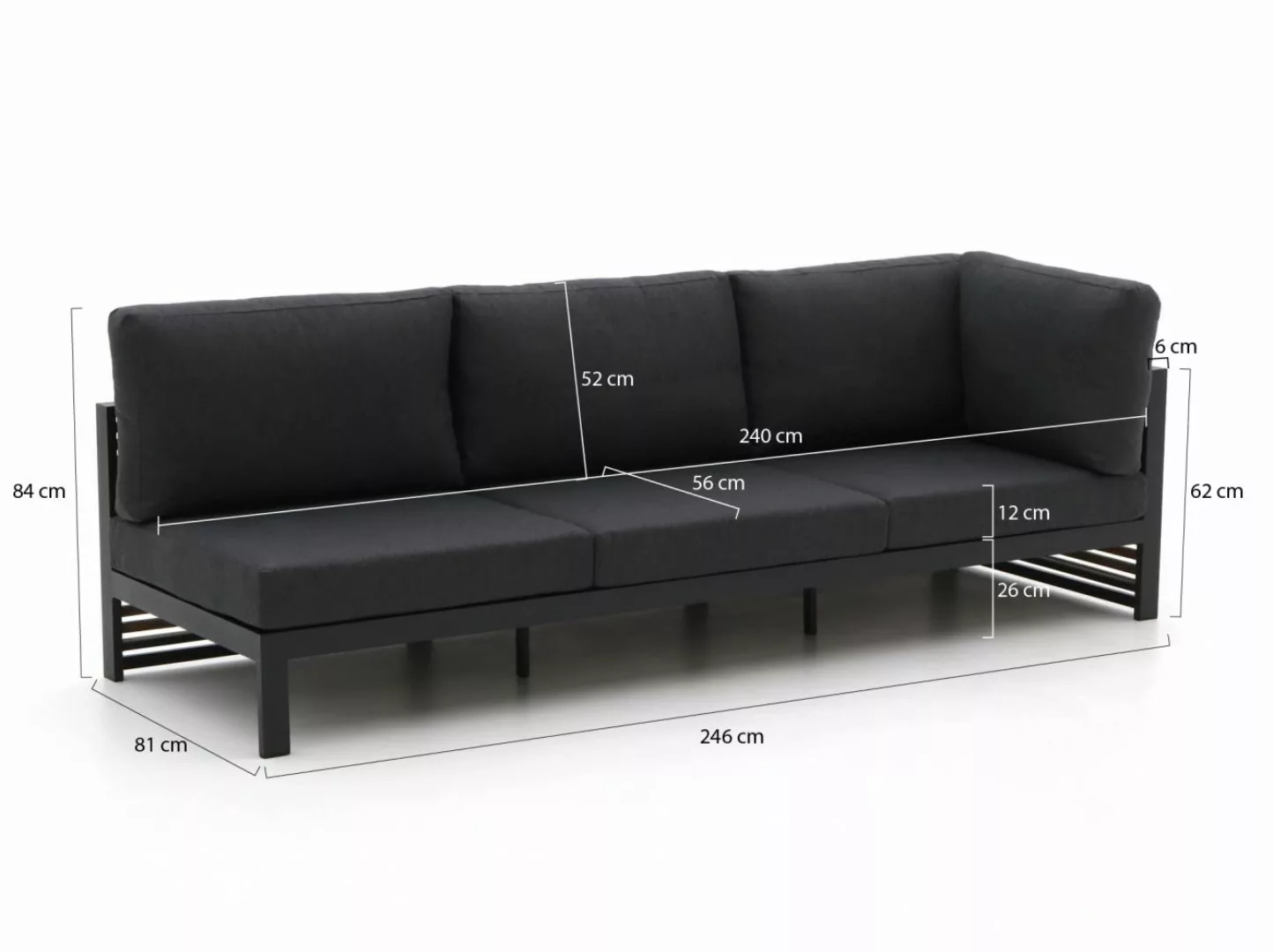 Bellagio Cadora Gartensofa 3-Sitzer linker Arm 246 cm günstig online kaufen