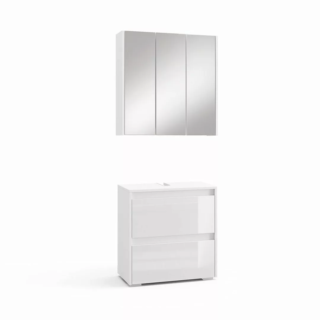 Vicco Badmöbel-Set Majest, Weiß/Weiß Hochglanz, 2 günstig online kaufen