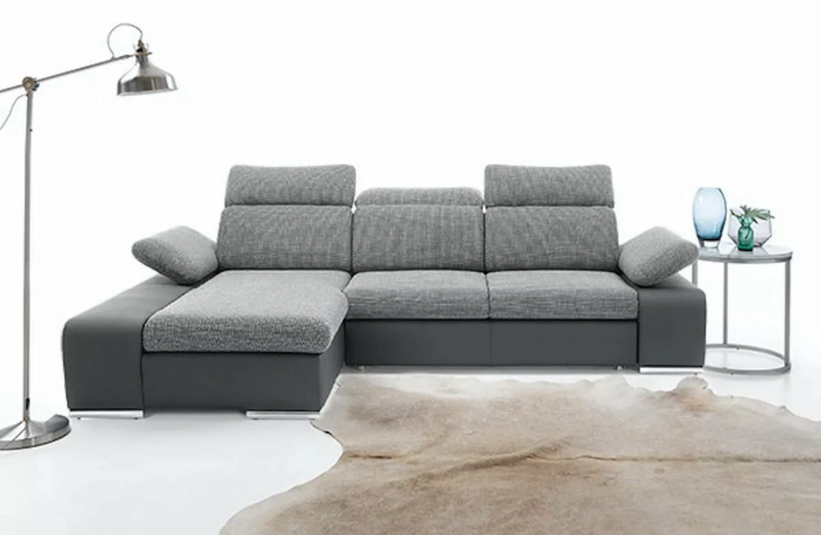 Feldmann-Wohnen Ecksofa Odessa, Odessa 1 Teile, 282cm schwarz / schwarzgrau günstig online kaufen