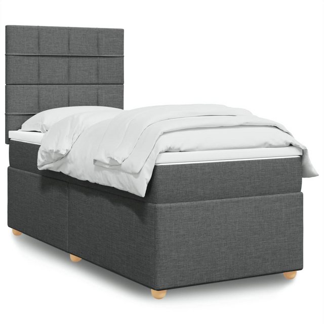 furnicato Bettgestell Boxspringbett mit Matratze Dunkelgrau 80x200 cm Stoff günstig online kaufen