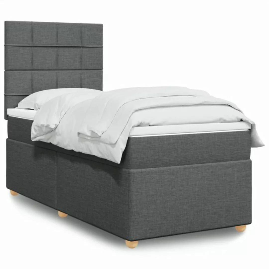 vidaXL Boxspringbett Boxspringbett mit Matratze Dunkelgrau 90x200 cm Stoff günstig online kaufen