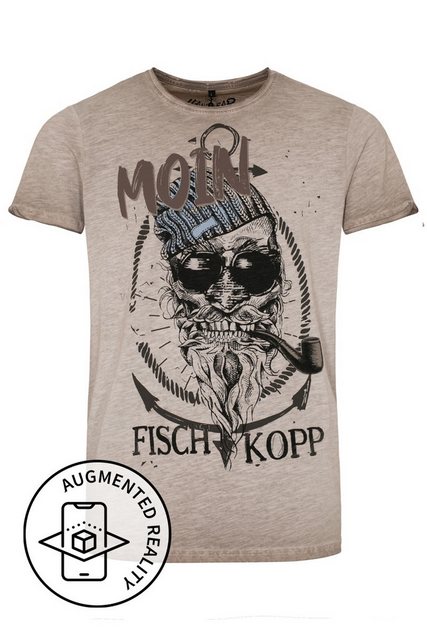 Hangowear Trachtenshirt Shirt Herren - FISCHKOPP - beige, weiß günstig online kaufen
