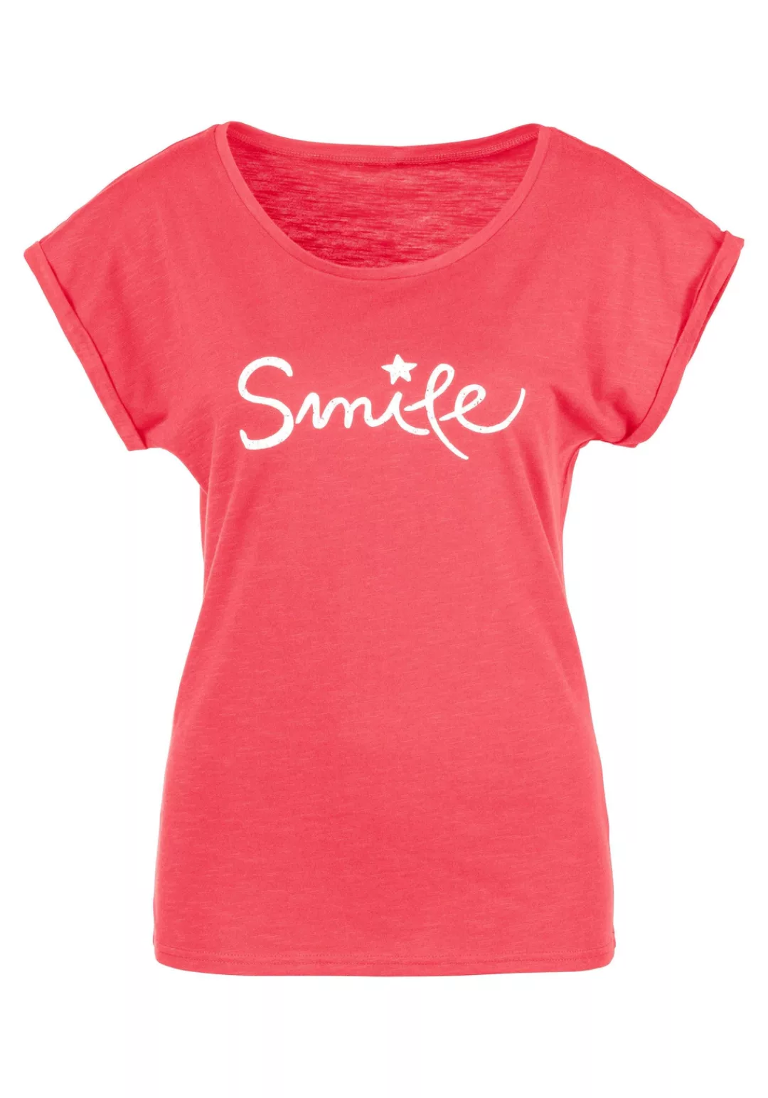 Beachtime T-Shirt mit Frontdruck "Smile" aus weicher Baumwoll-Qualität günstig online kaufen