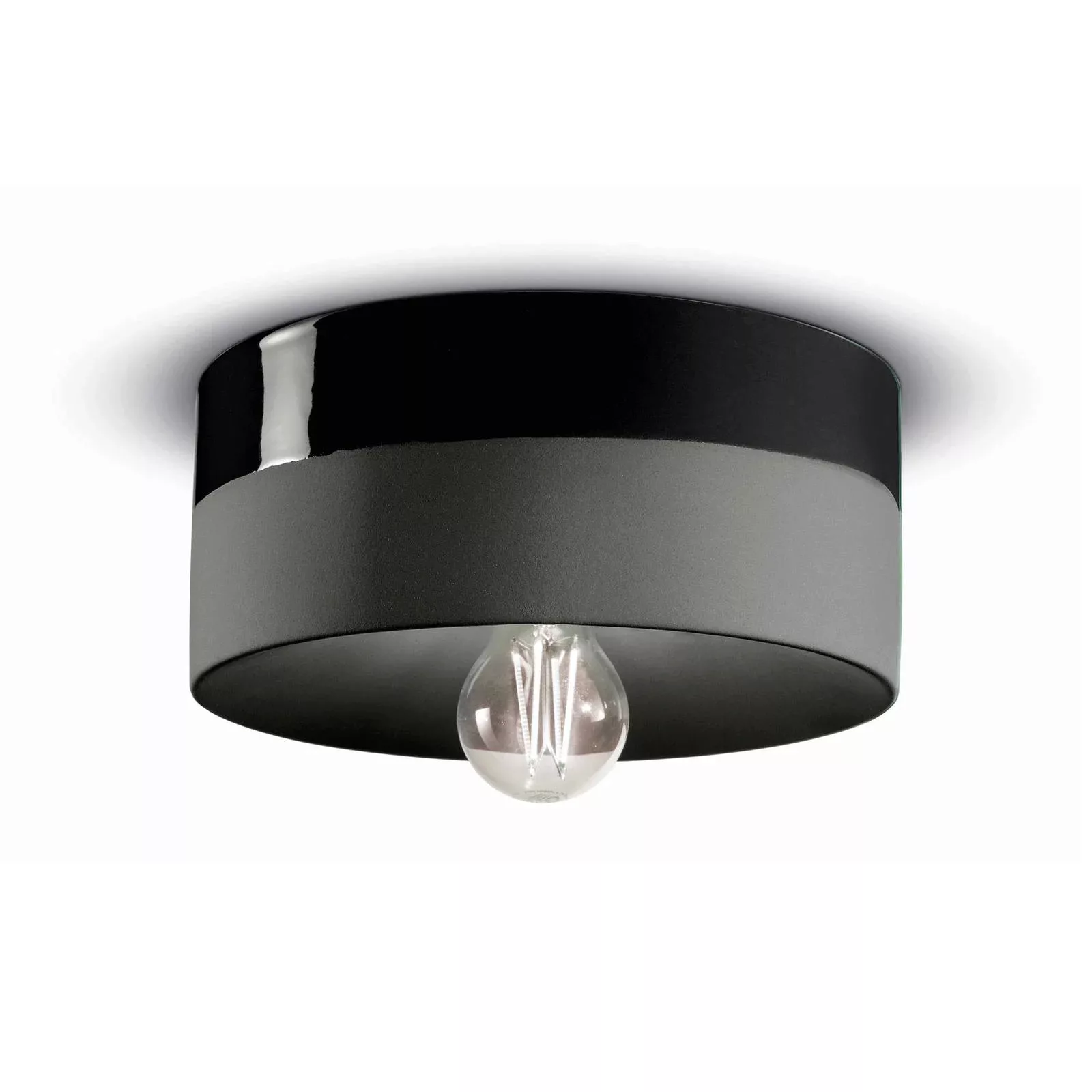 Deckenlampe PI Keramik glänzend/matt Ø25cm schwarz günstig online kaufen
