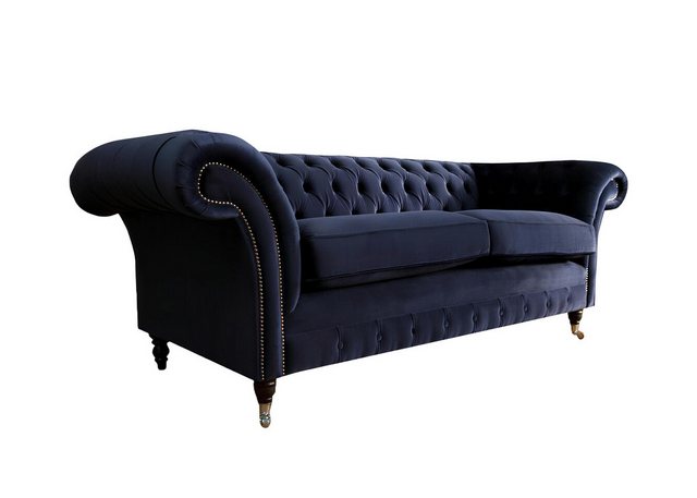 Xlmoebel Sofa Dreisitzer Chesterfield Stoff Blau Design Sofa Polstermöbel S günstig online kaufen