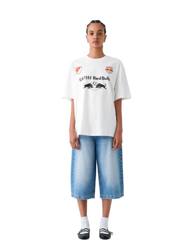 Bershka T-Shirt New York Red Bulls Im Boxy-Fit Mit Print Damen L Weiss günstig online kaufen