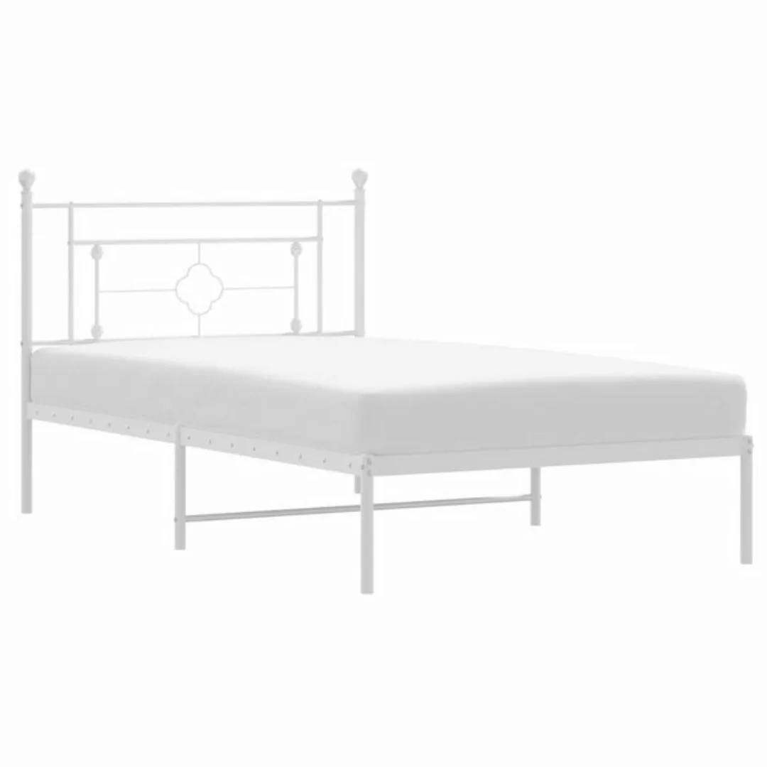 vidaXL Bettgestell, Bettrahmen mit Kopfteil Metall Weiß 107x203 cm günstig online kaufen