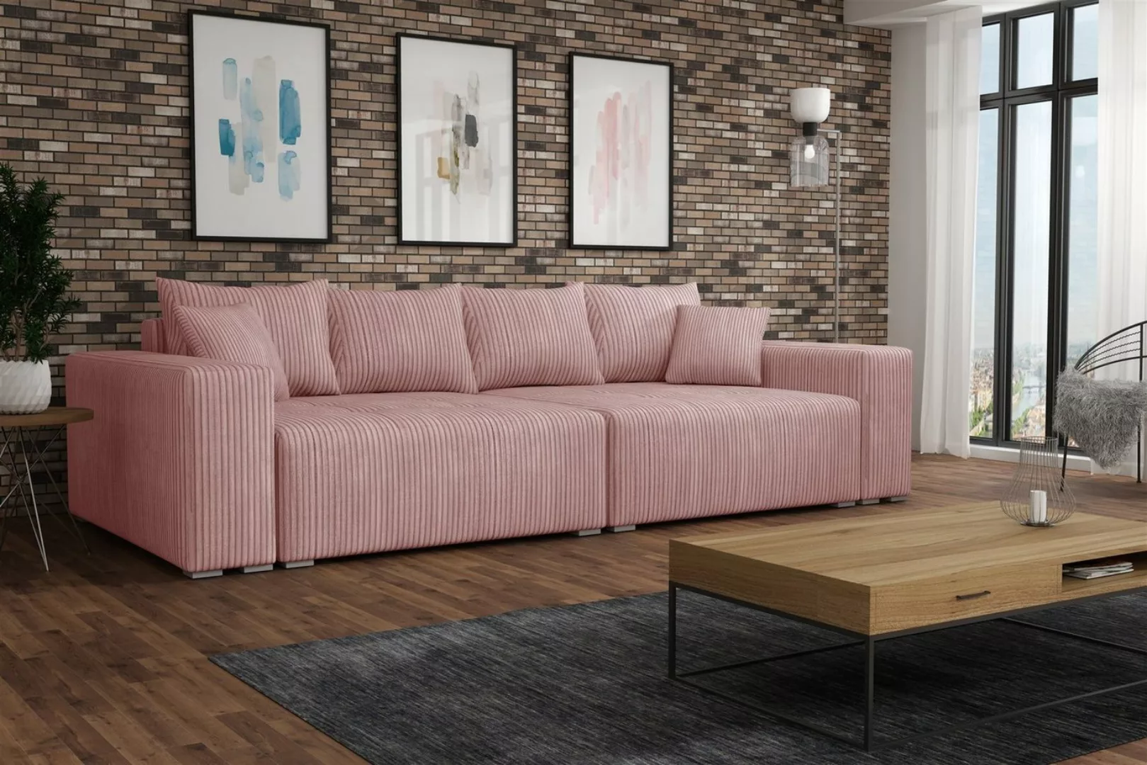 Fun Möbel Big-Sofa Megasofa Couchgarnitur REGGIO in Stoff Poso mit Schlaffu günstig online kaufen