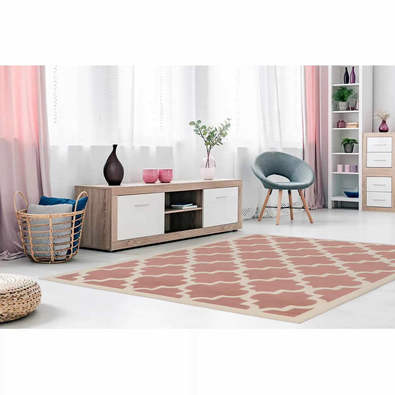 Kayoom Design-teppich Manolya 2097 Rosa Elfenbein 200cm X 290cm günstig online kaufen