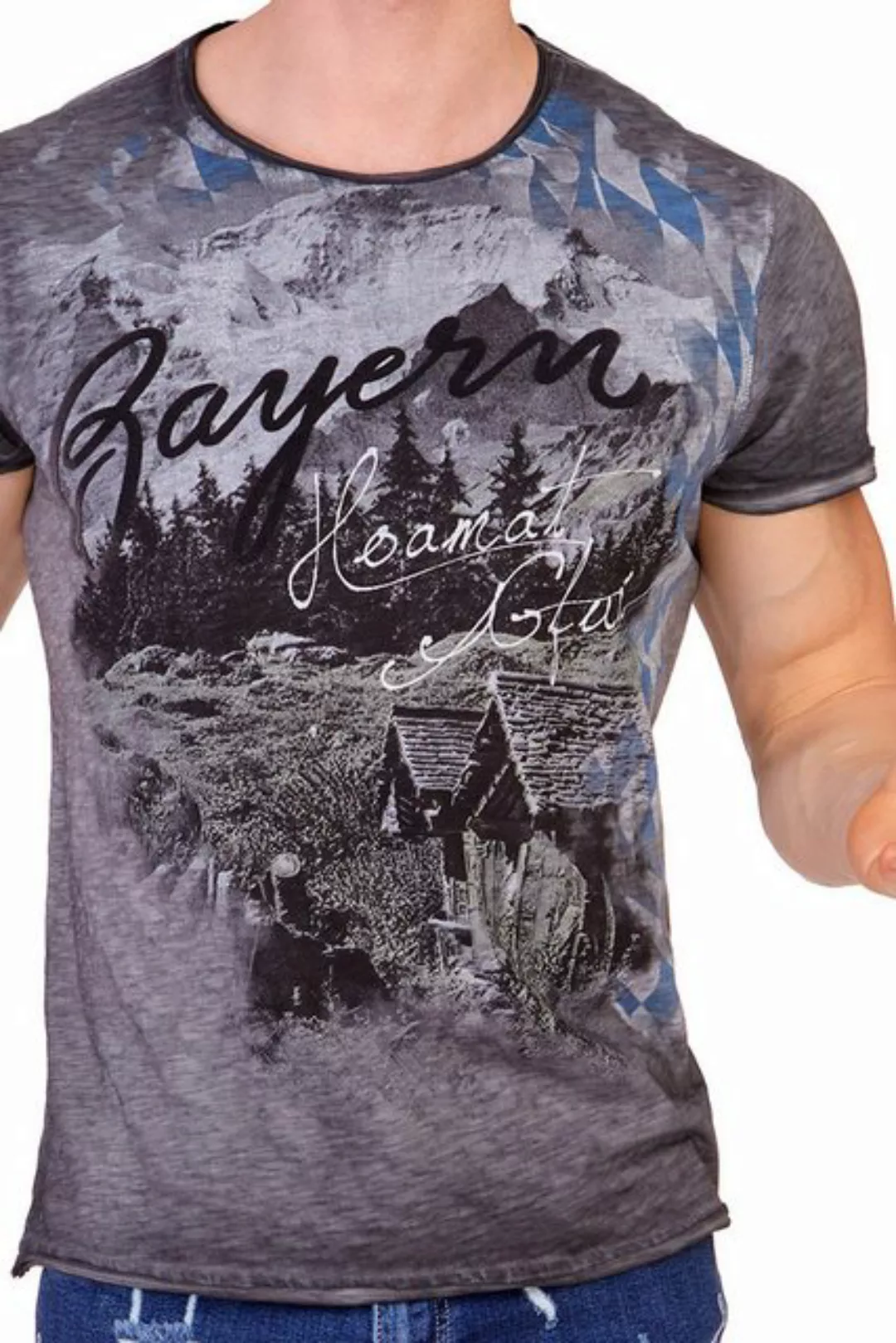 Hangowear Trachtenshirt Trachtenshirt Herren - SALVATOR BAVARIA - grau, oli günstig online kaufen