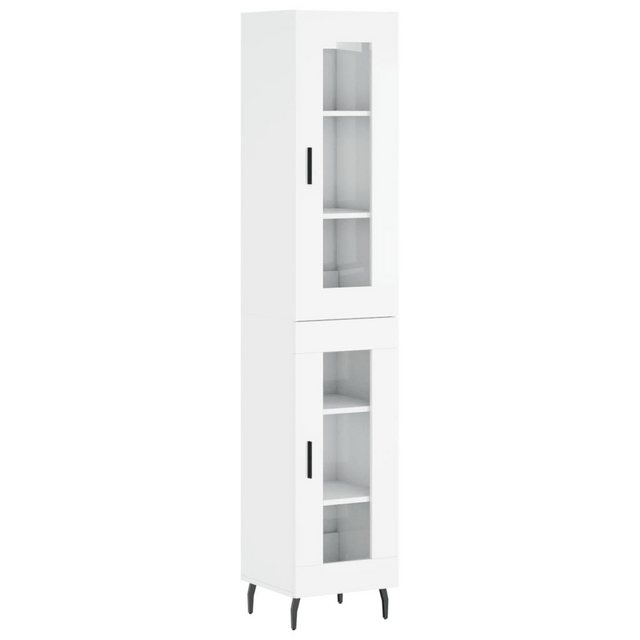 vidaXL Vitrine Highboard Hochglanz-Weiß 34,5x34x180 cm Spanplatte Glas Vitr günstig online kaufen