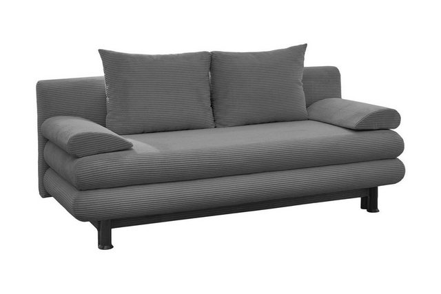 Sun Garden Schlafsofa BERN, Grau, Breitcord, mit Kissen, Bettkasten, Gästeb günstig online kaufen