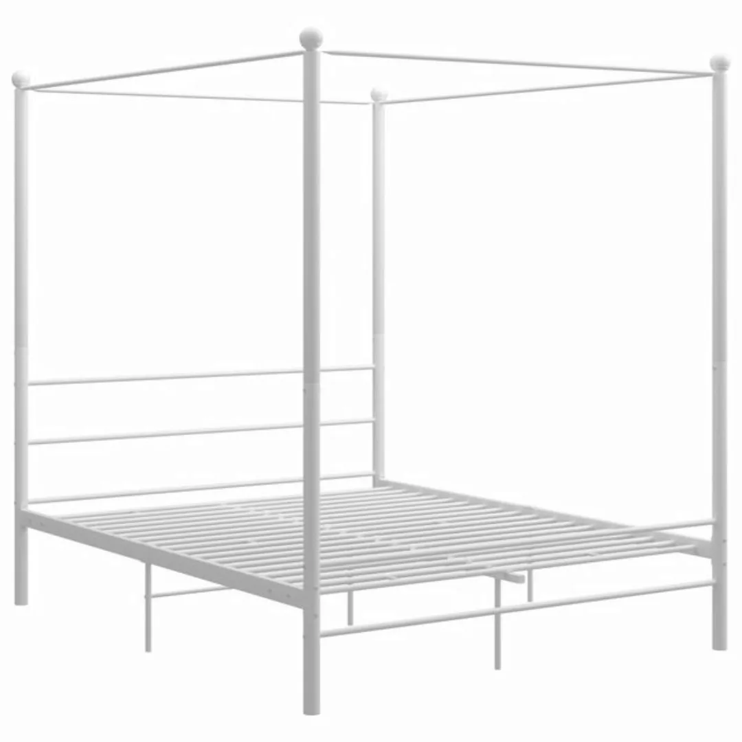 vidaXL Himmelbett Himmelbett Weiß Metall 160x200 cm Bett Bettgestell günstig online kaufen