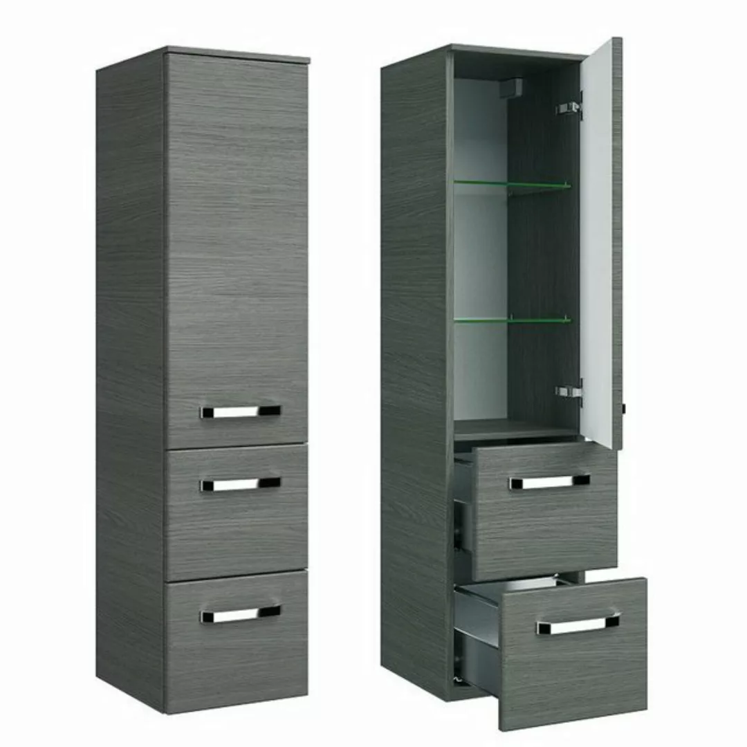 Badezimmer Midischrank FES-4010-66 im Dekor Graphit Struktur quer Nb. - B/H günstig online kaufen