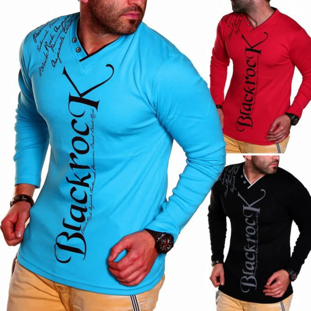 BLACKROCK 2-in-1-Langarmshirt Herren Langarmshirt Henley V-Kragen Longsleev günstig online kaufen