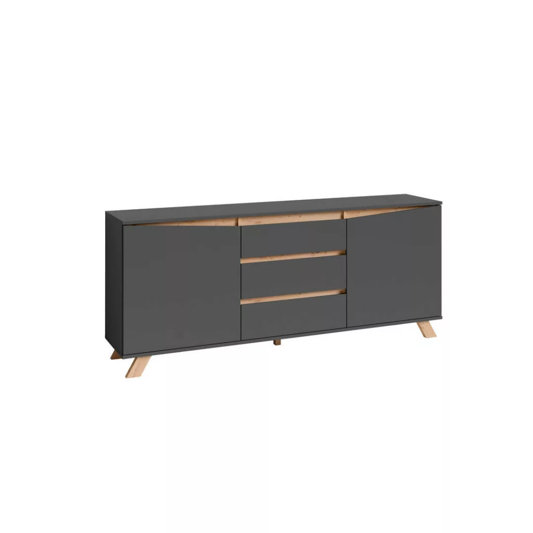 Sideboard VALENTIN anthrazit Eiche Artisan Nachbildung B/H/T: ca. 180x76x38 günstig online kaufen