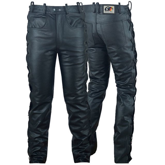 German Wear Lederhose GW860 Black Lederjeans Büffelleder geschnürt Schwarz günstig online kaufen