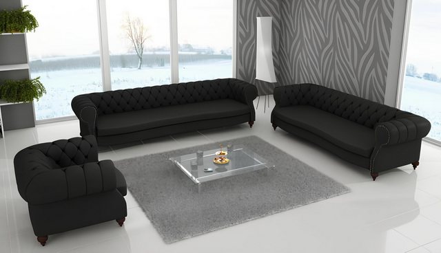 Xlmoebel Sofa Chesterfield BIG 5+4+1 Ledersofa Sitzgruppe Couch Polstermöbe günstig online kaufen