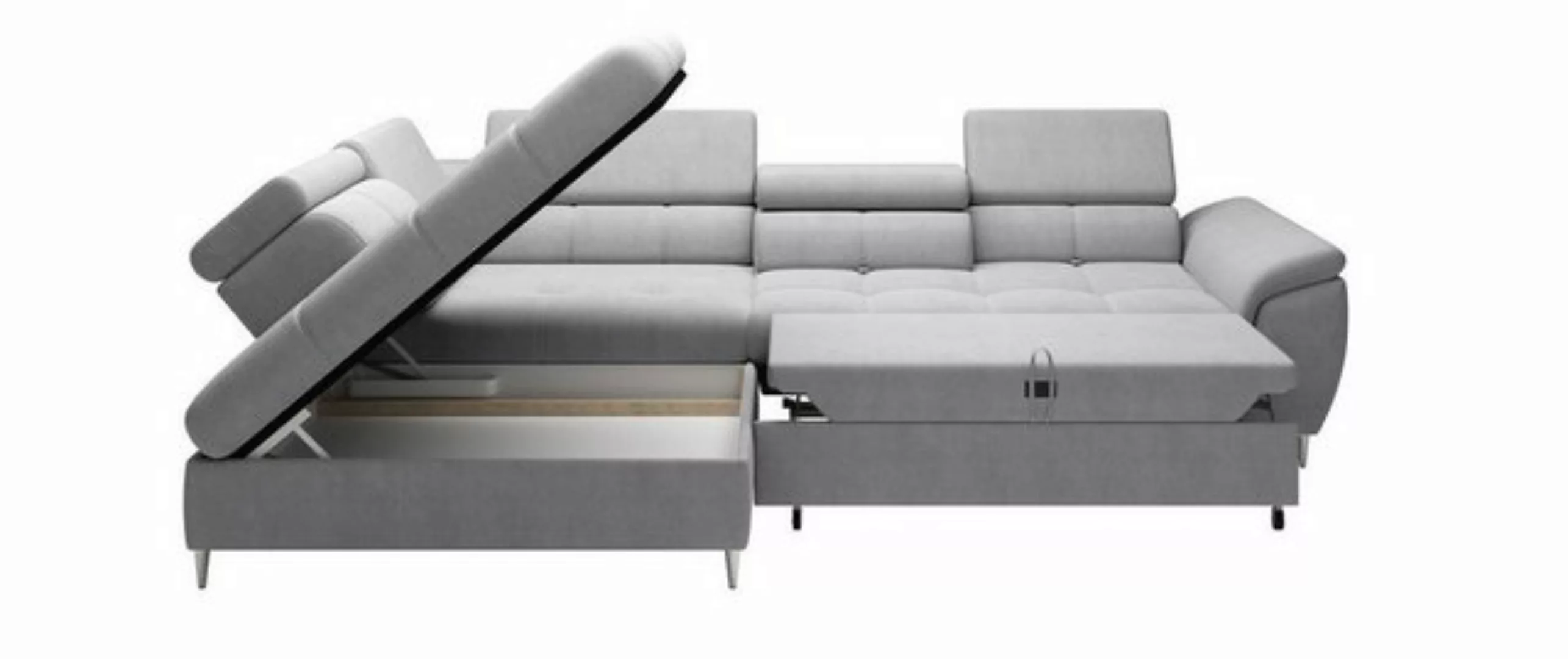 Sofa Dreams Ecksofa Empona L Form grau, mit Bettkasten, Stauraum, Rückenleh günstig online kaufen