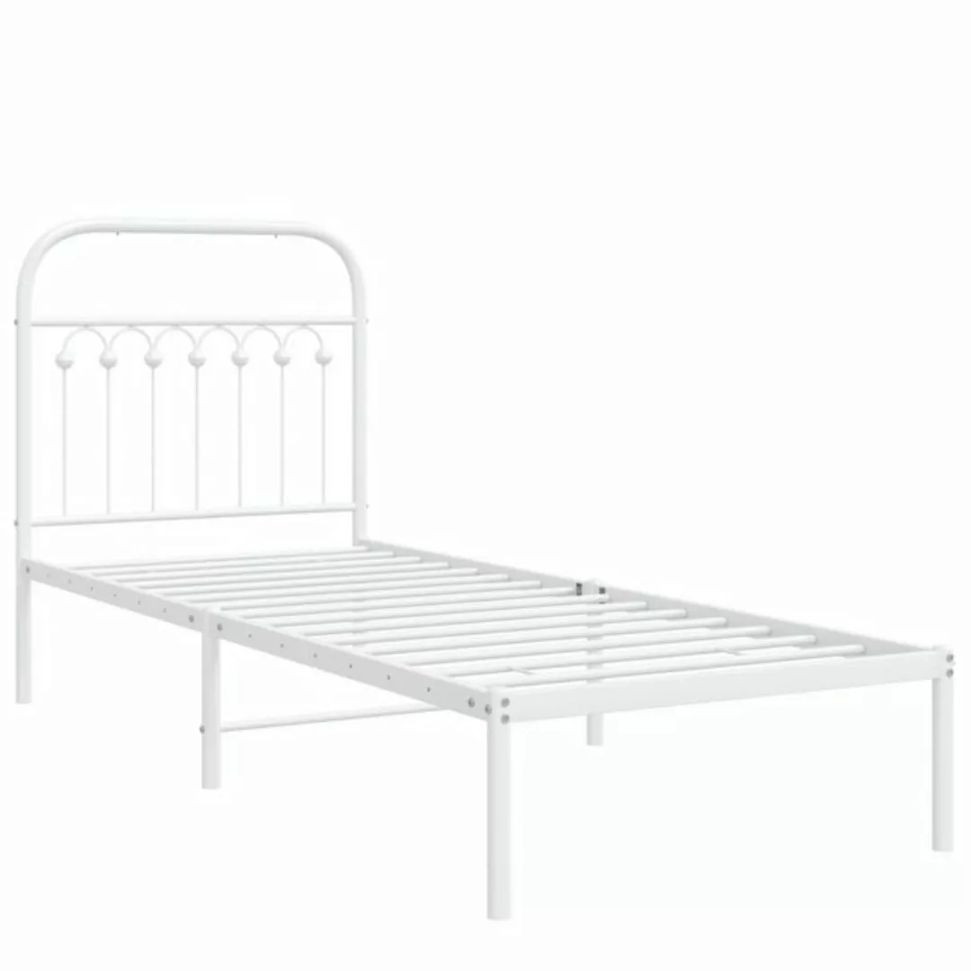 vidaXL Bett Bettgestell mit Kopfteil Metall Weiß 75x190 cm günstig online kaufen